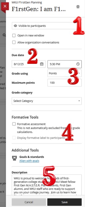 Edit Blackboard Content Details