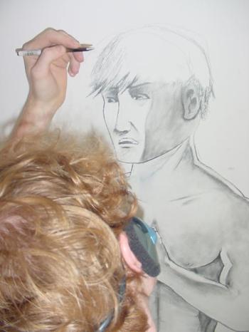 drawing on the wall in the sibling rivalry bedroom